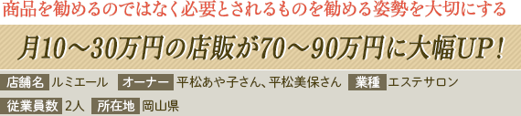 月10~30万円の店販が70~90万円に大幅UP！