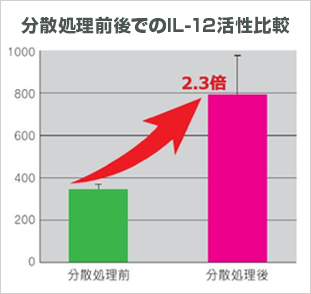 分散処理前後でのIL-12活性比較